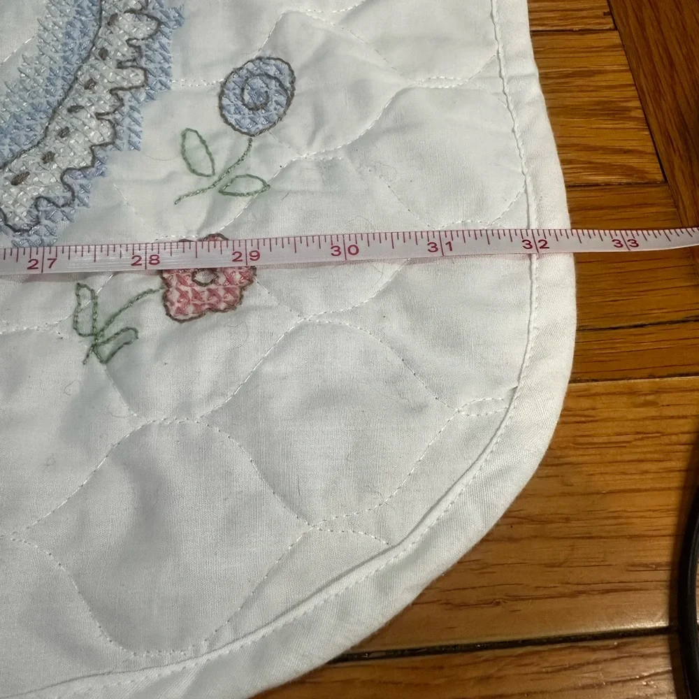 Embroidered Baby Crib Comforter Quilt‎ White Bunny Bear